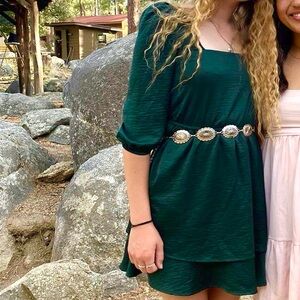 Emerald green layered dress